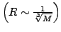 $\left( R\sim\frac{1}{\sqrt[3]{M}}\right)$