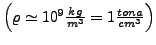 $\left( \varrho\simeq 10^{9}\frac{kg}{m^{3}} = 1\frac{tona}{cm^{3}}\right)$