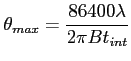 $\displaystyle \theta_{max} = \frac{86400\lambda}{2\pi B t_{int}}$